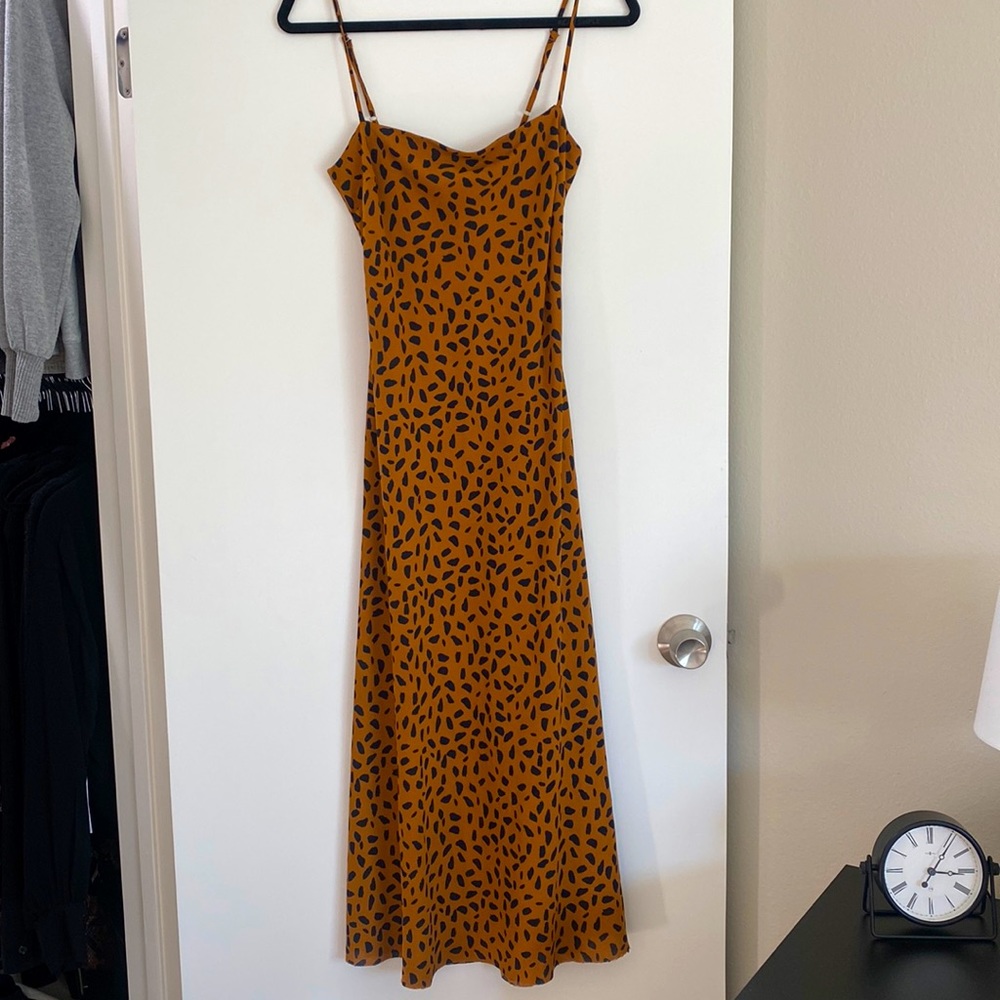 Midi Leopard Print Dress with cutout Back